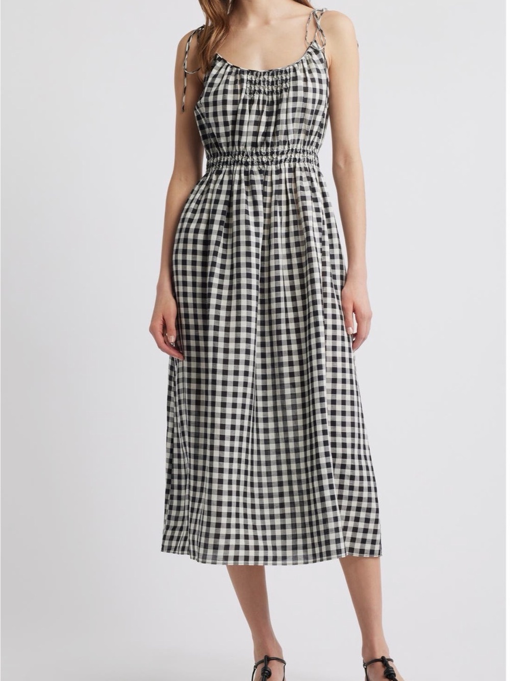 NWT Doen Leslie Gingham Pleated Maxi Dress
